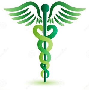 Medical symbol, green with wings at top